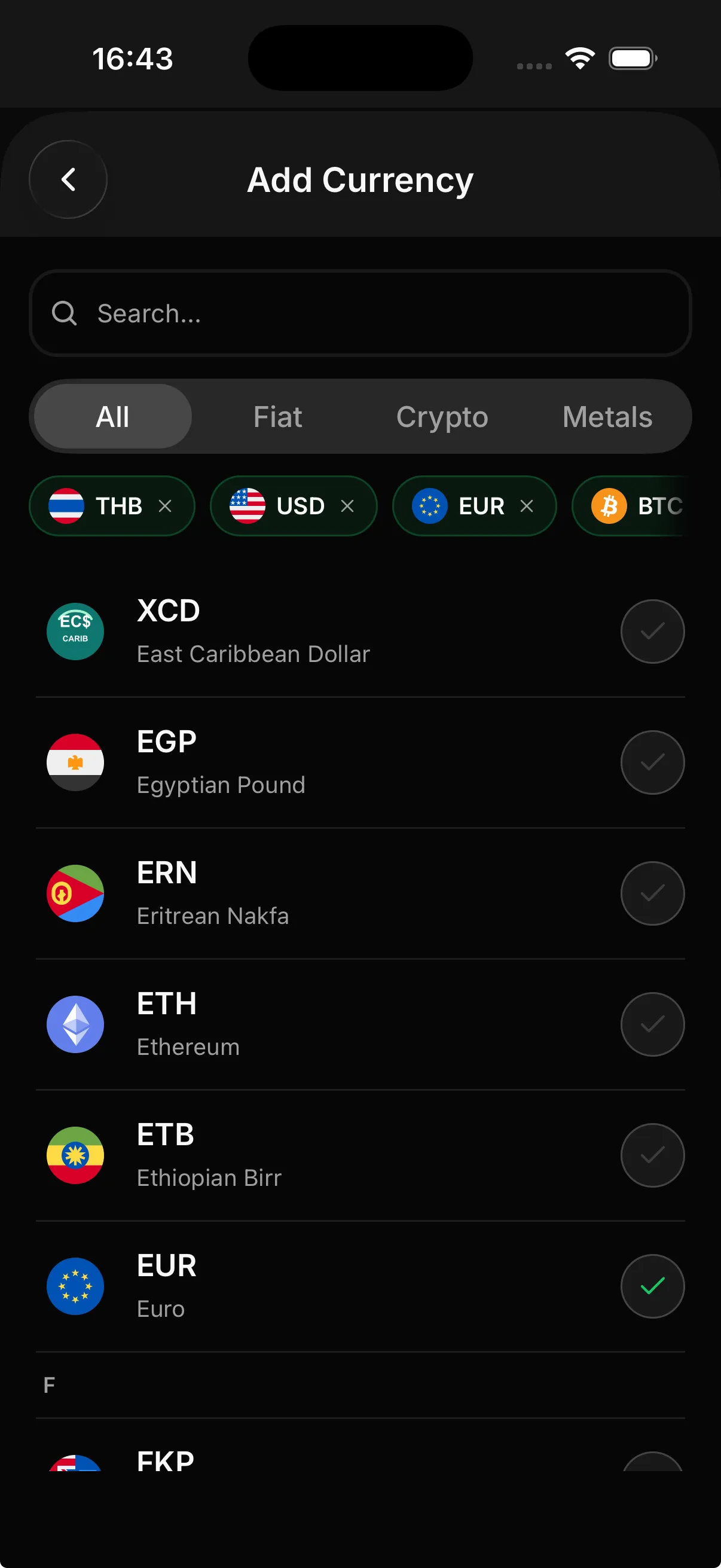 Just Another Currency App currency picker